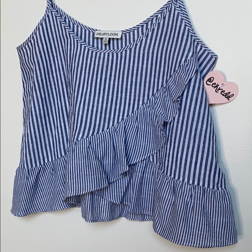 Heartloom Striped Ruffle Tank Top